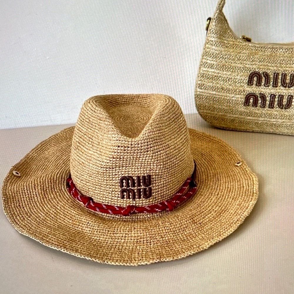 Classic MiuMiu Sun Straw Hat - Picture 6 of 8